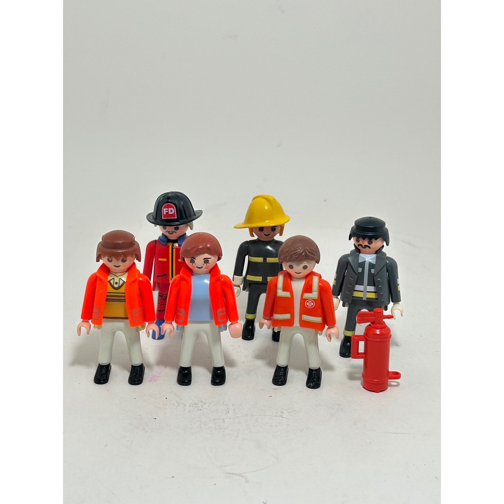 Playmobil Vintage Firefighter and Rescue Figure Lot of 5 with Fire‎ Extinguisher